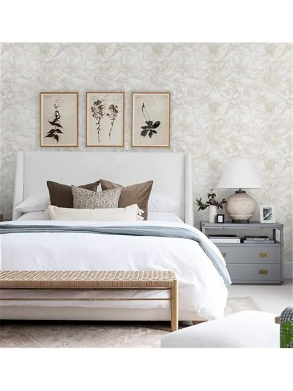 Peel Stick Floral Wallpaper Beige Boho Self Adhesive Vinyl Contact Paper Decor